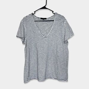 ALLSAINTS Relaxed V Neck Tee Size Large Striped Black White GUC